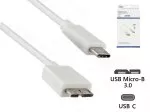 Kabel USB 3.1 tip C - USB 3.0 mikro B vtič, bel, 1,00 m